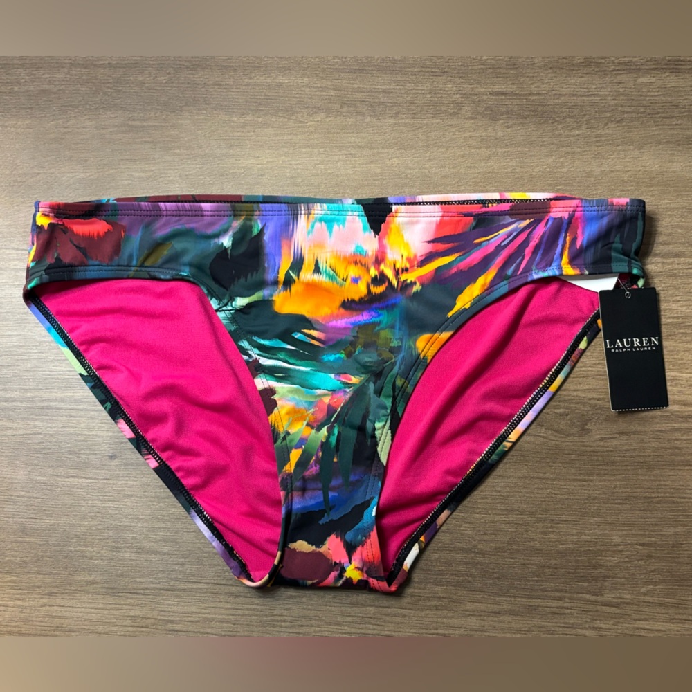 Lauren Ralph Lauren BNWT Floral Print Bikini Bottom, Multi Colour, Size 12.